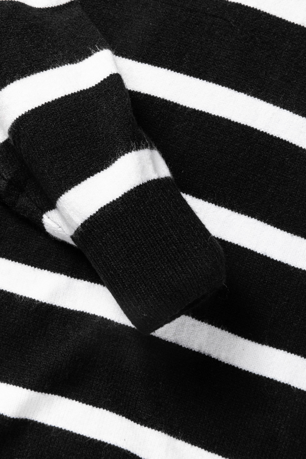 Black Striped O-ring Zip Collared Loose Sweater Mini Dress - loveforevers