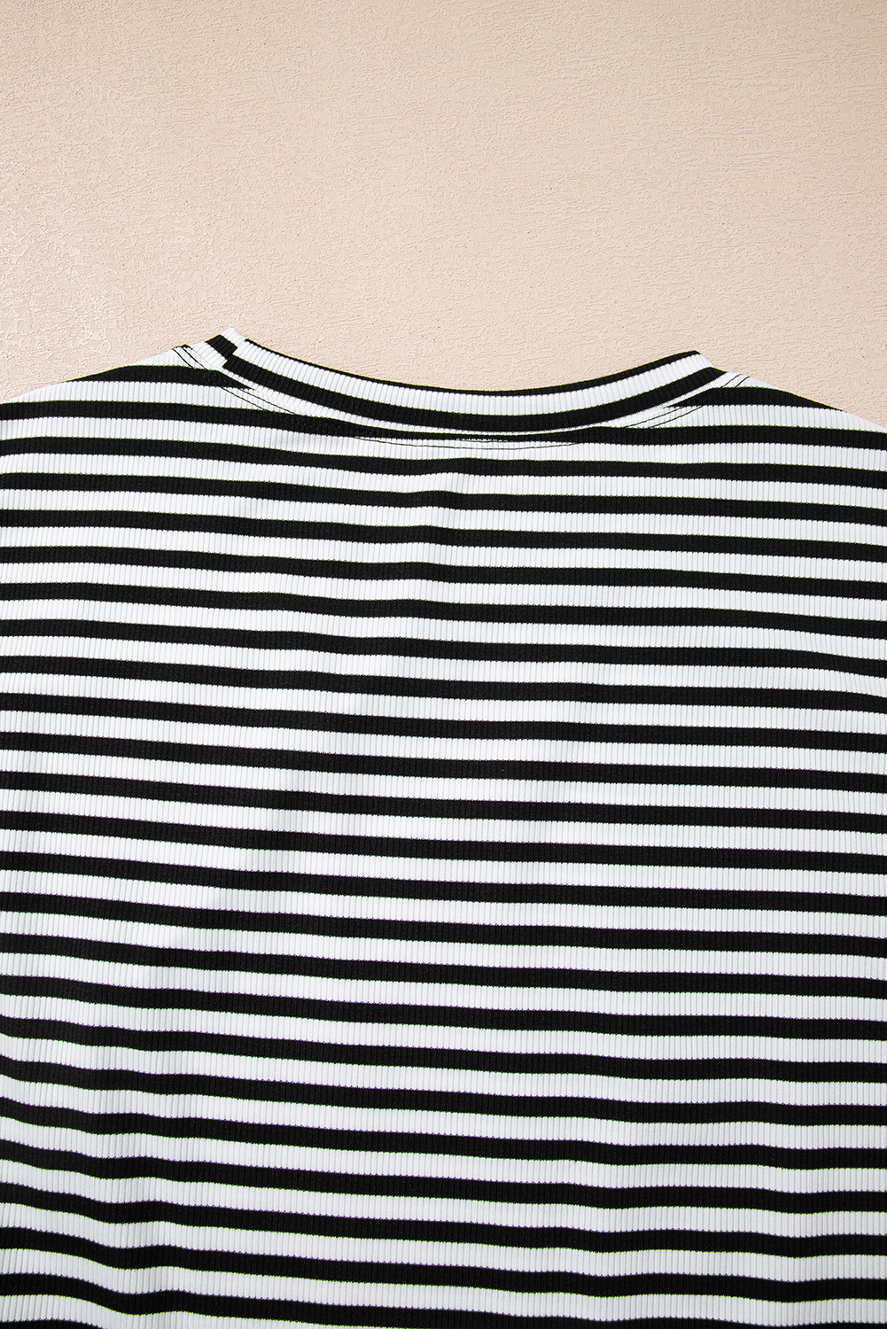 Sky Blue Stripe Ribbed Cap Sleeve Round Neck T Shirt - loveforevers