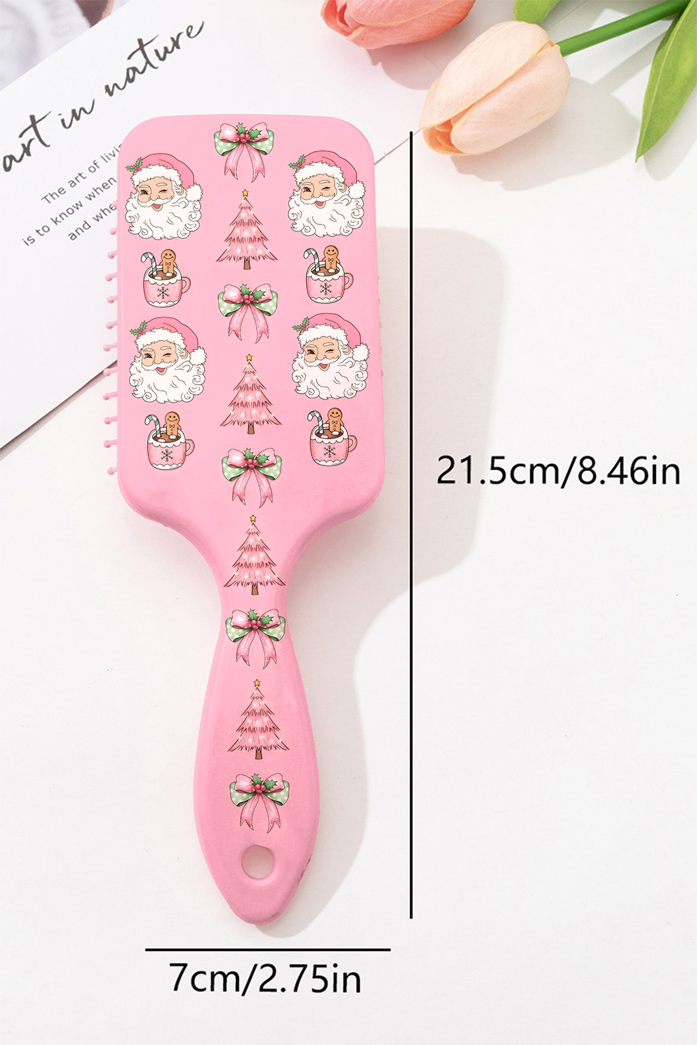 Pink Sweet Santa Christmas Elements Printed Air Cushion Comb - loveforevers