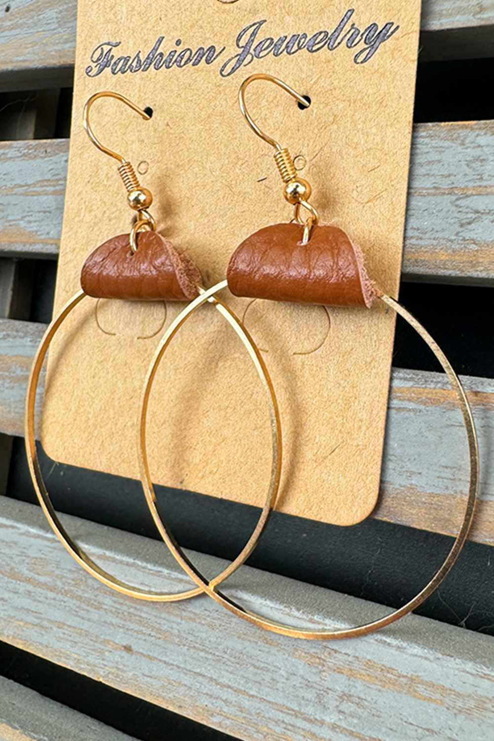 Chestnut PU Leather Hoop Earrings - loveforevers