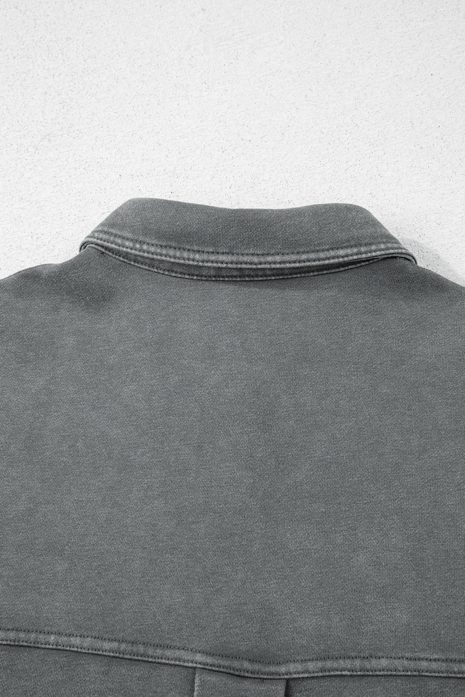 Medium Grey Mineral Wash Chest Pockets Drop Shoulder Shacket with Side Slit - loveforevers
