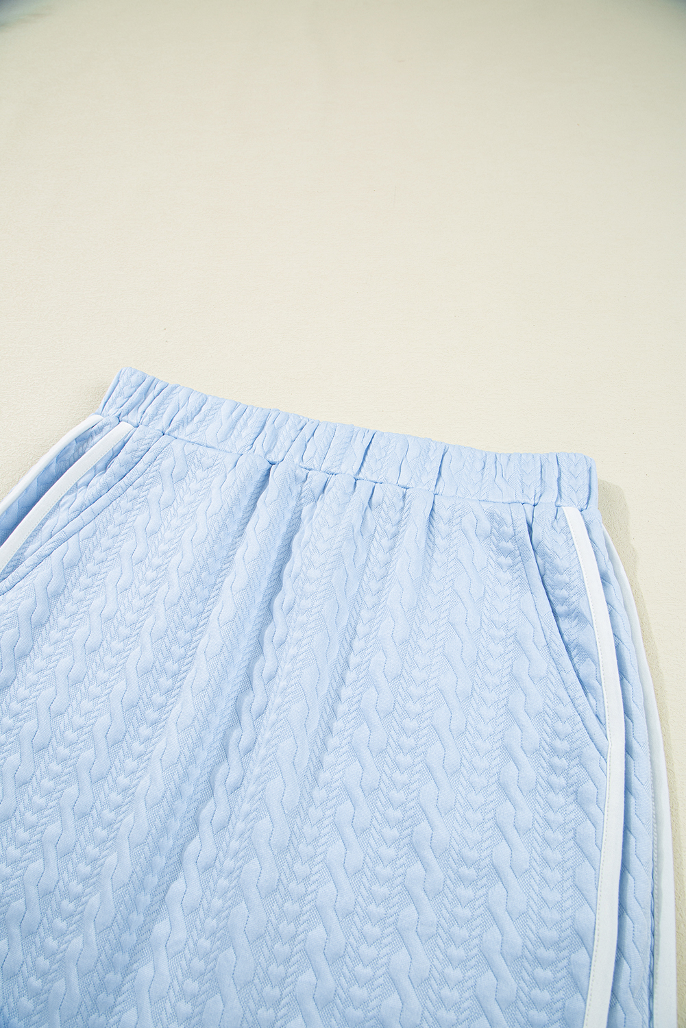 Beau Blue Contrast Trim Textured Crewneck Tee and Pocketed Skirt Set - loveforevers