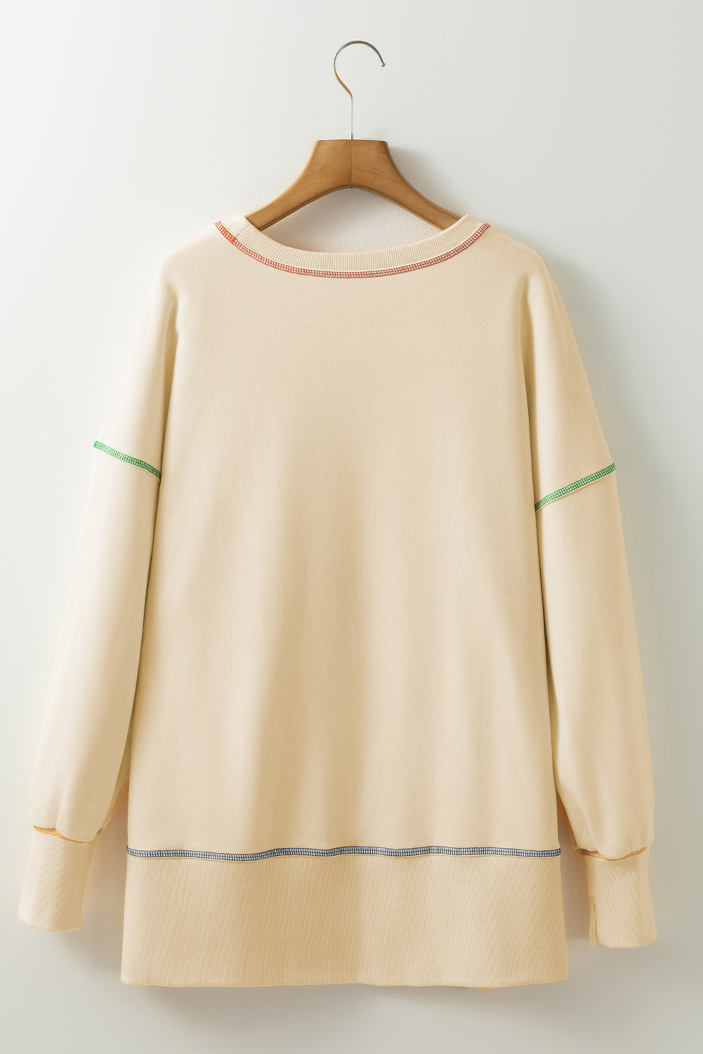 Contrast Stitching Split Baggy Sweatshirt - loveforevers
