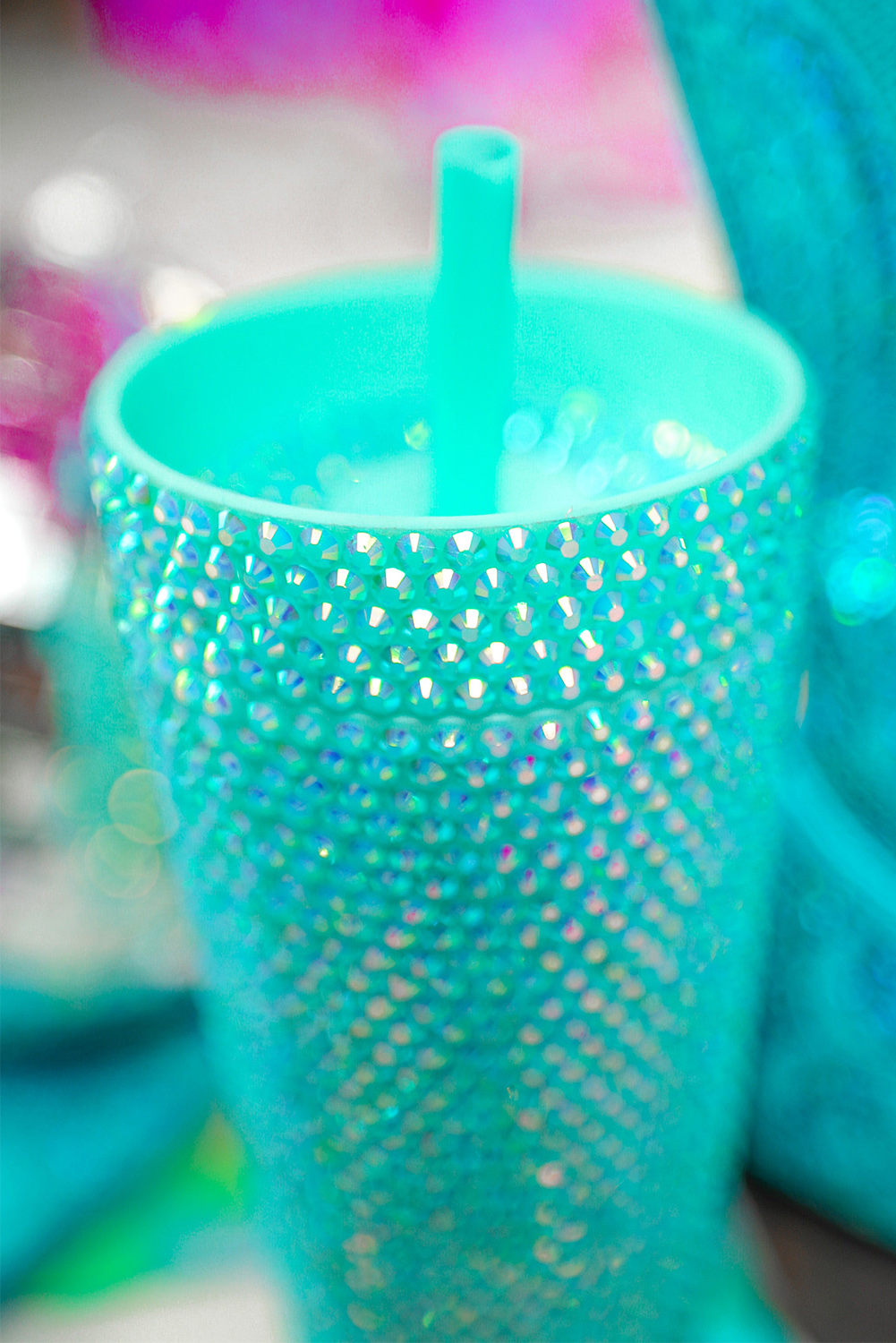 Green Full Rhinestone Straw Cup 40oz - loveforevers