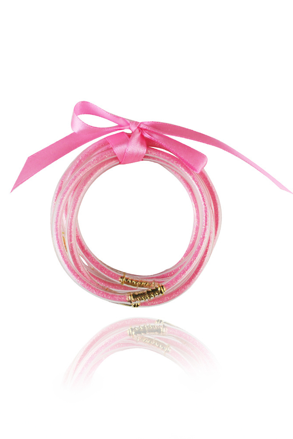 Green 5pcs Glitter Jelly Bow Knot Ribbon Bracelet Set - loveforevers