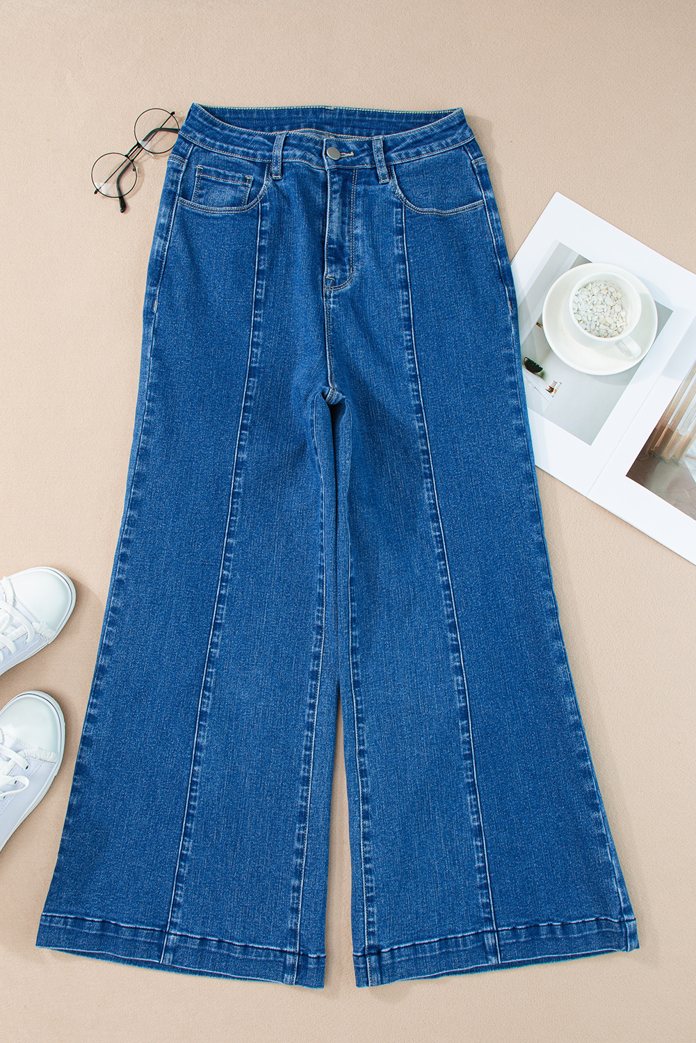 Black Plain Seam Detail Flared Bottom Ankle Length Jeans - loveforevers