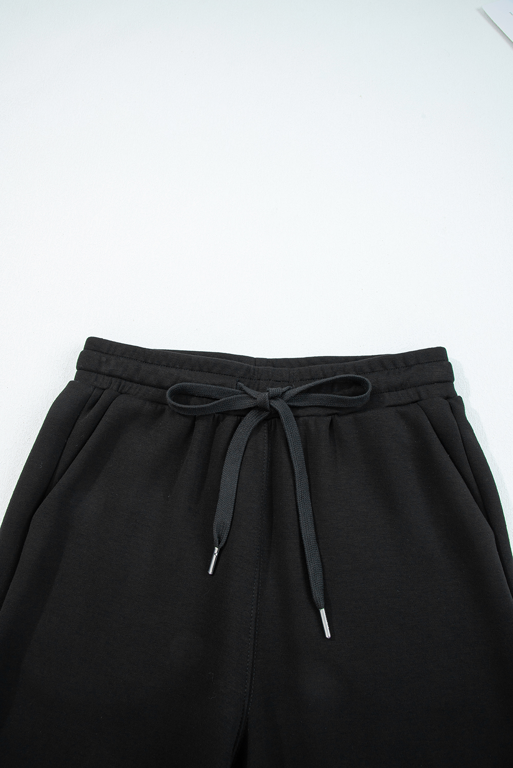 Black Zip Collar Long Sleeve Top Drawstring Pants Set - loveforevers
