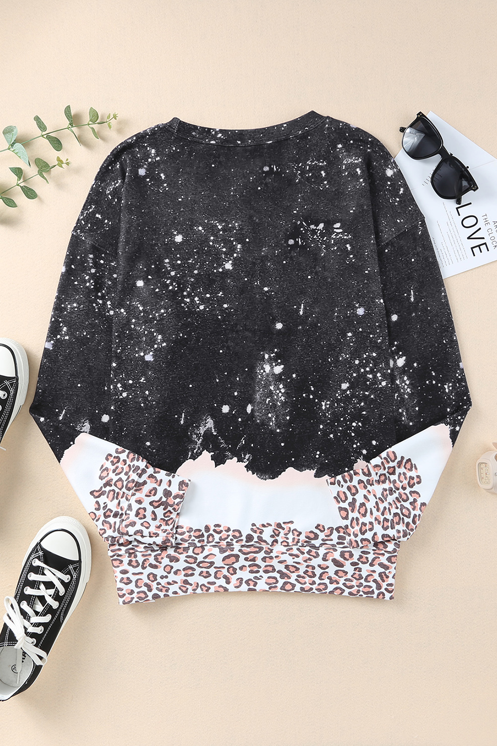 Fiery Red Leopard Bleached Pullover Sweatshirt - loveforevers