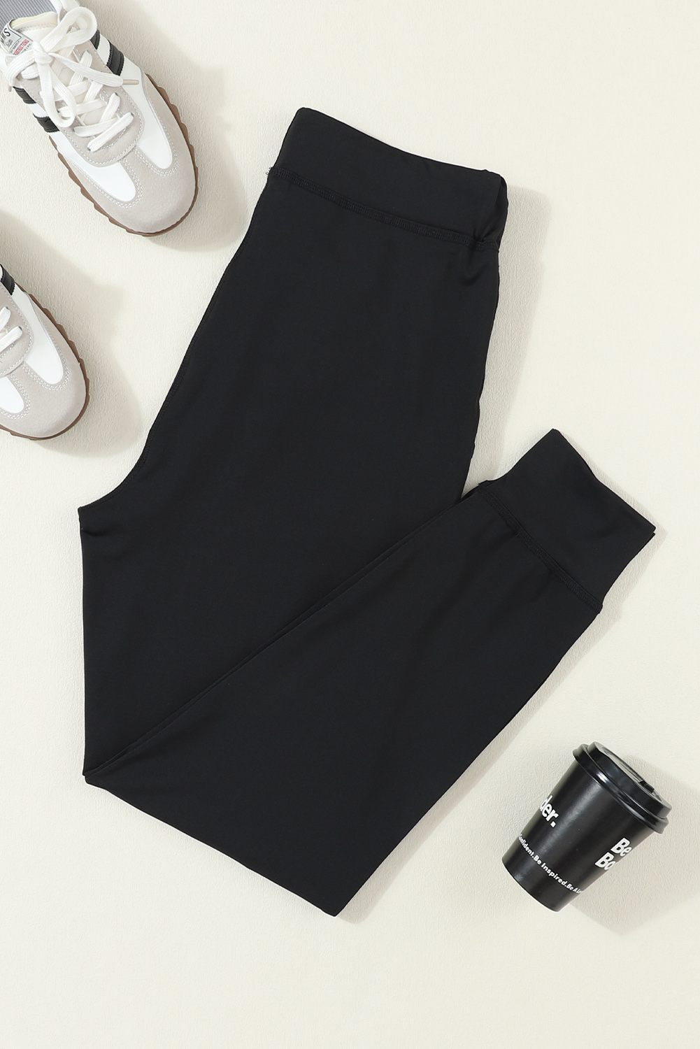 Black Drawstring Elastic Waistband Pocketed Joggers - loveforevers
