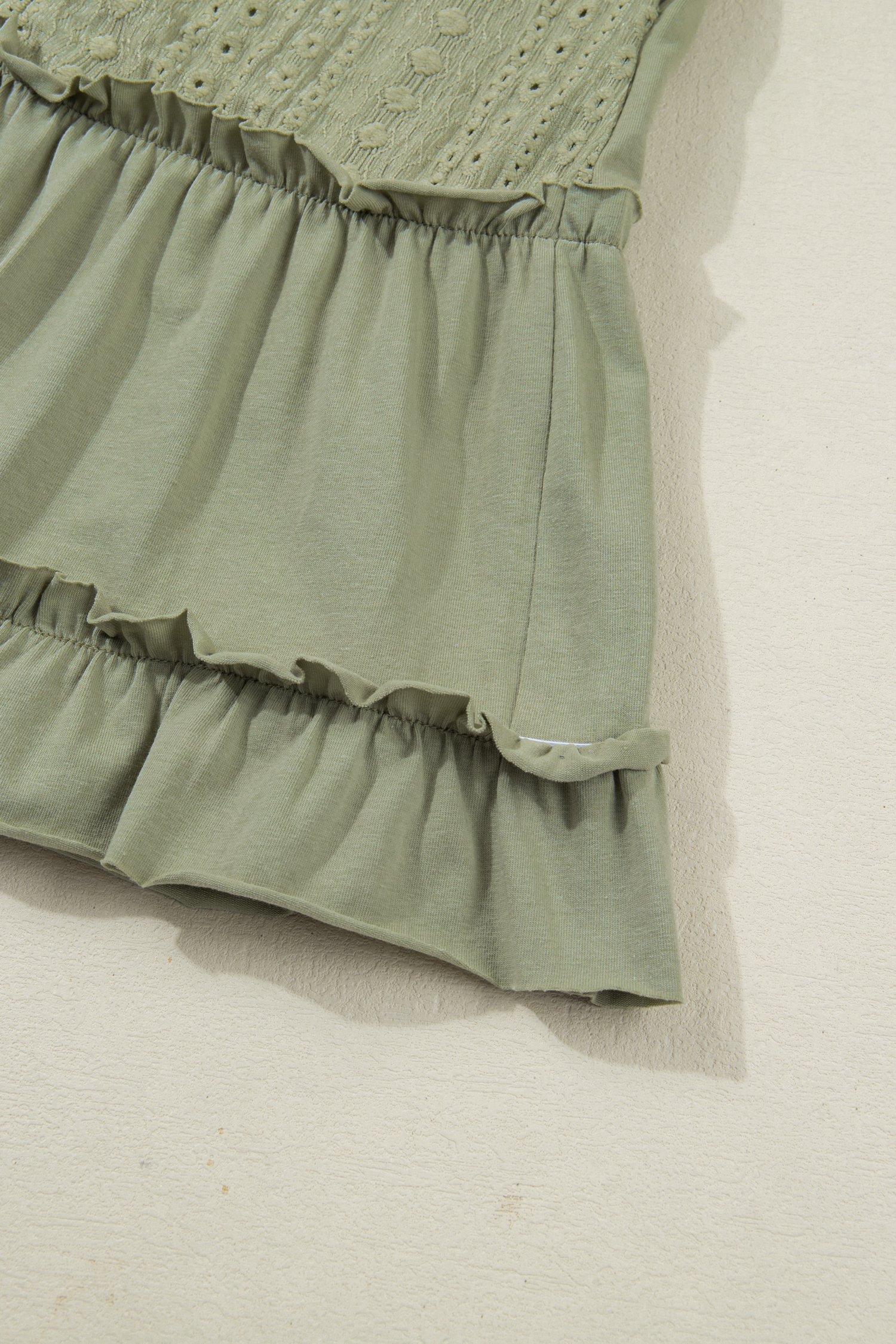 Laurel Green Jacquard Frilled Ruffled Long Sleeve Mini Dress - loveforevers
