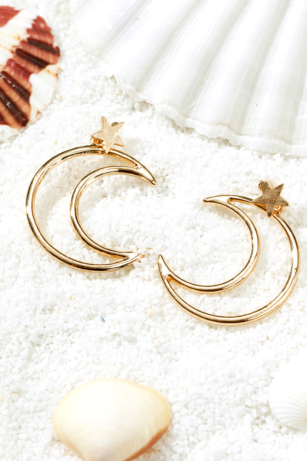 Gold Star and Moon Plated Alloy Earrings - loveforevers