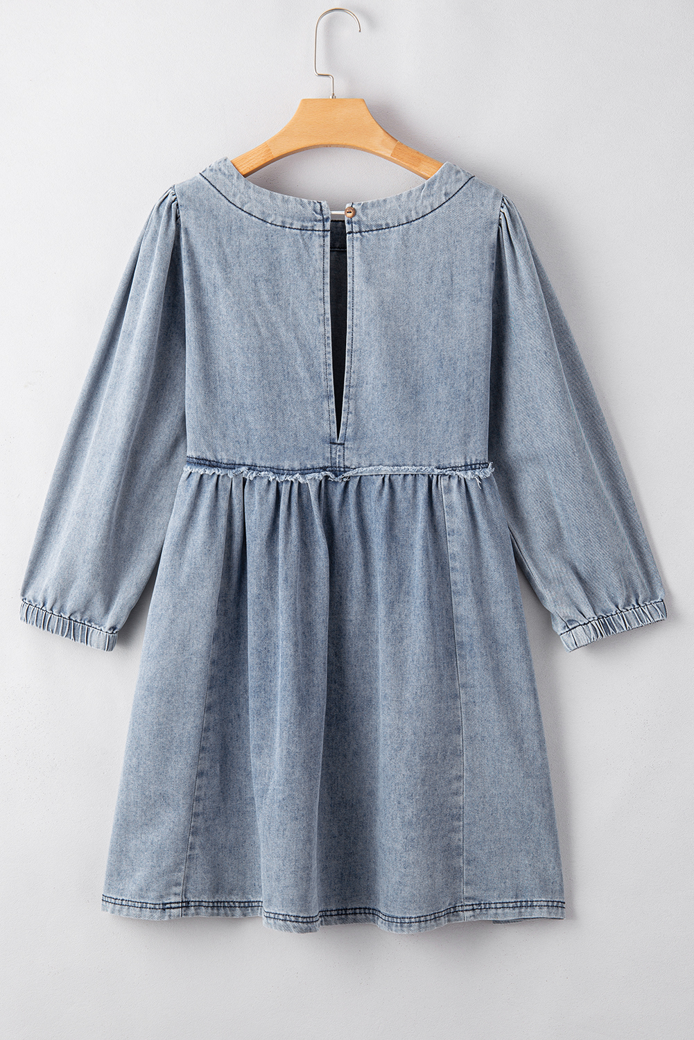 Beau Blue Light Wash High Waist Loose Fit Denim Mini Dress - loveforevers