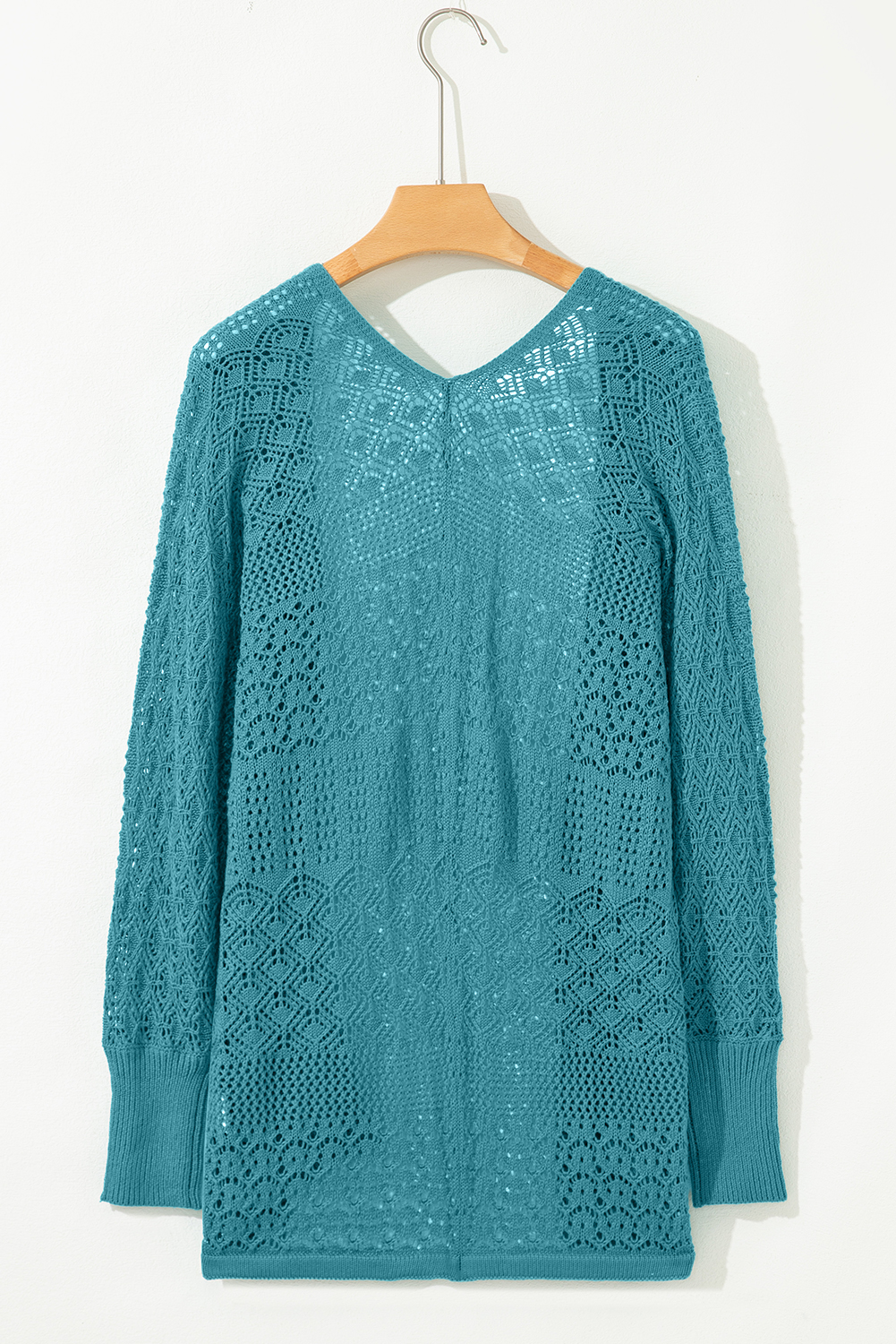 Redwood Burl Mixed Pattern Knitted Open Front Plus Cardigan - loveforevers
