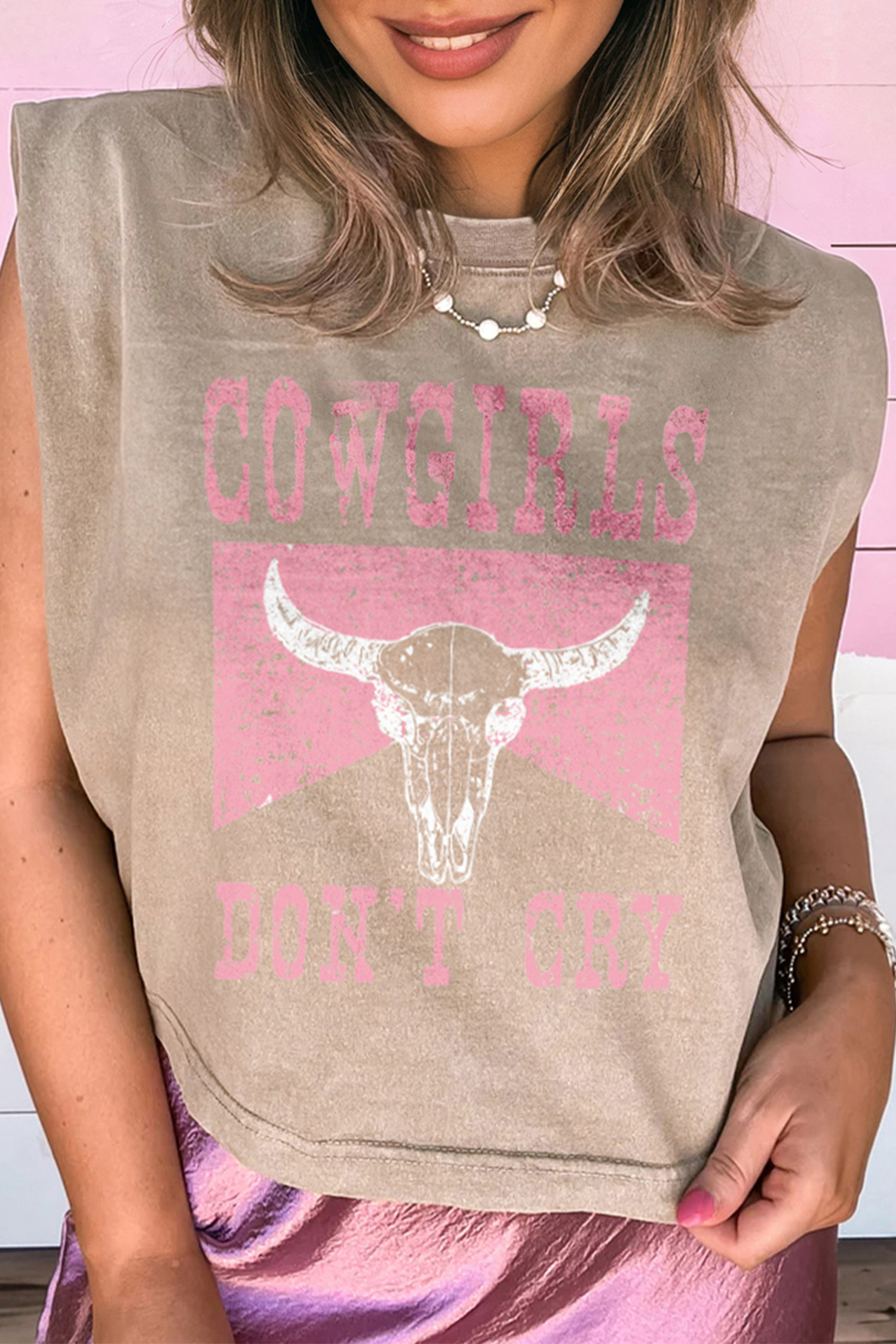 Smoke Gray Cowboy & Beer Western Graphic Mineral Wash Tank Top - loveforevers