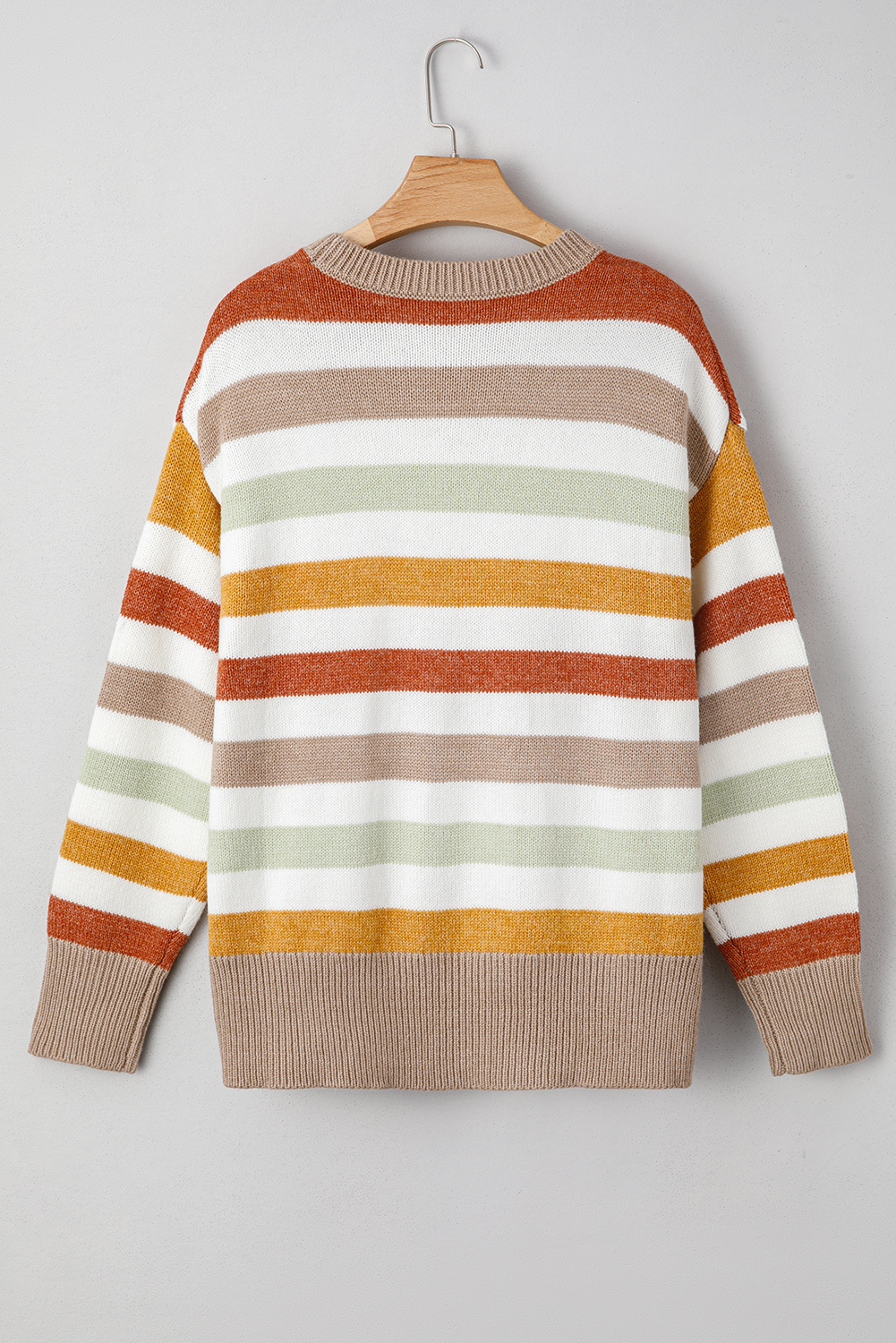 Multicolour Stripe Drop Shoulder Crew Neck Sweater - loveforevers