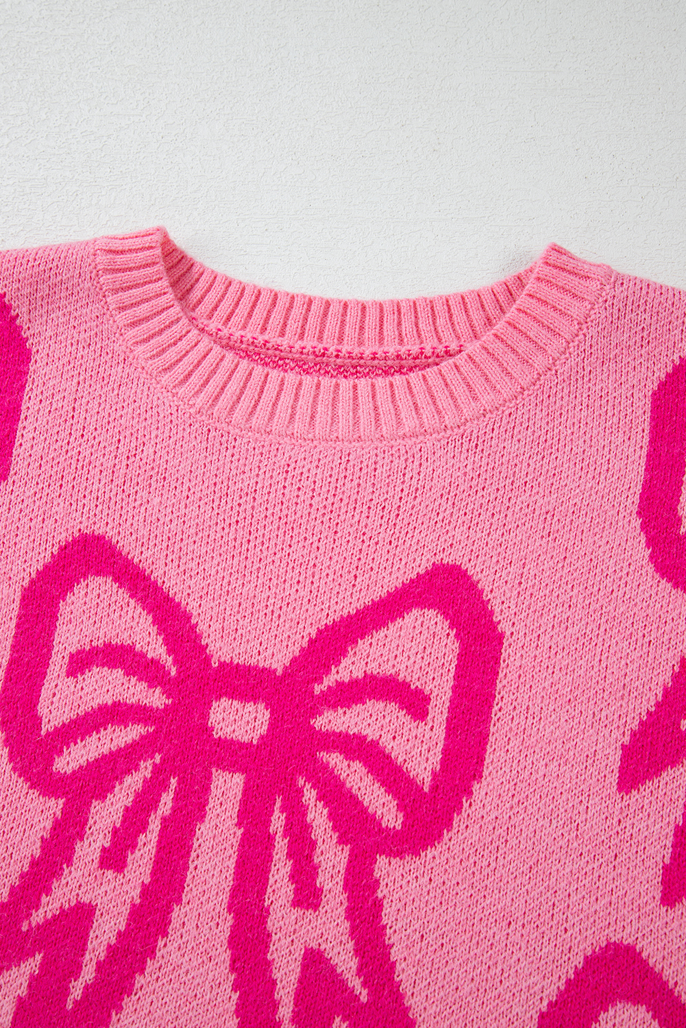 Golden Fleece Bow Pattern Drop Shoulder Loose Sweater - loveforevers