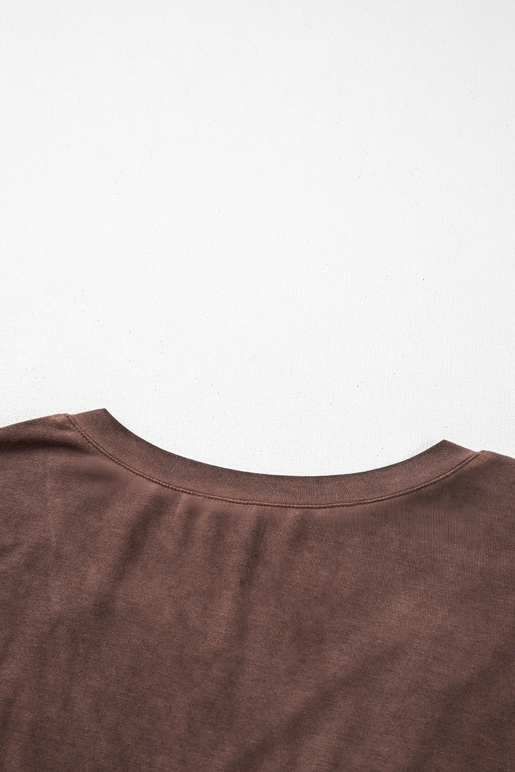 Chestnut Mineral Wash Criss Cross V Neck Casual T Shirt - loveforevers