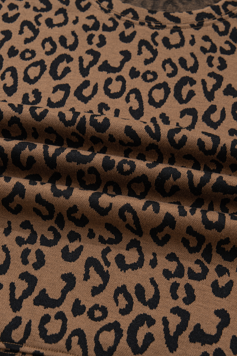 Brown Varsity Striped Trim Leopard Long Sleeve Top Drawstring Pant Set - loveforevers