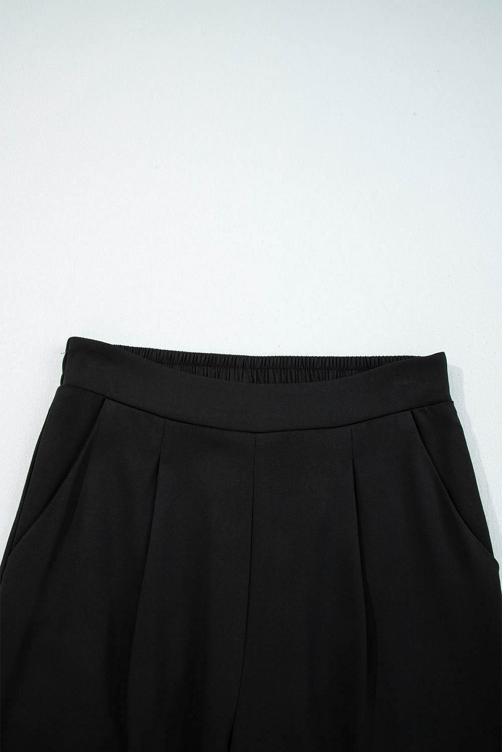 Fiery Red Pleated Detail Pull On High Elastic Waist Loose Straight Pants - loveforevers