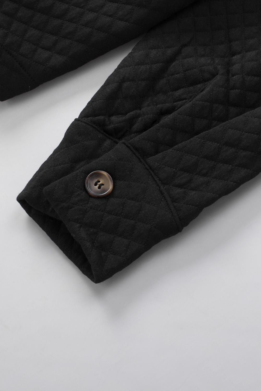 Gray Retro Quilted Flap Pocket Button Shacket - loveforevers