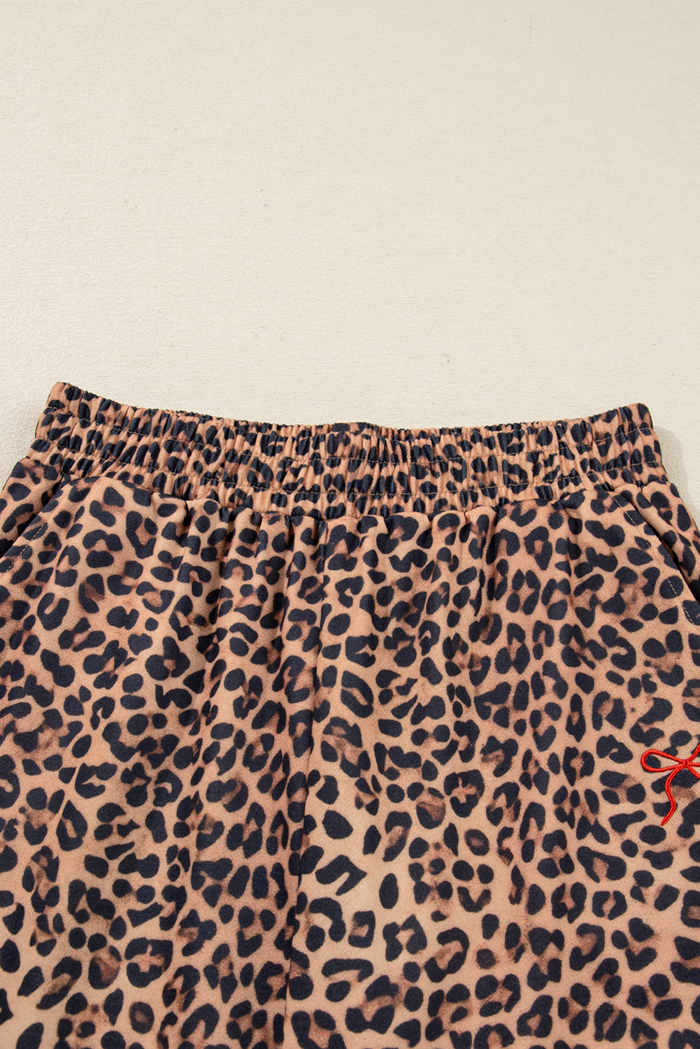 Khaki Leopard Pullover and Pants 2pcs Outfit with Bow Embroidery - loveforevers