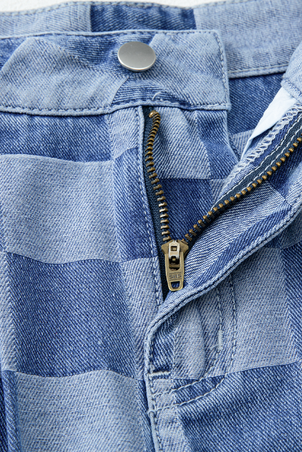 Dark Grey Checkered Denim Wide Leg Jeans - loveforevers