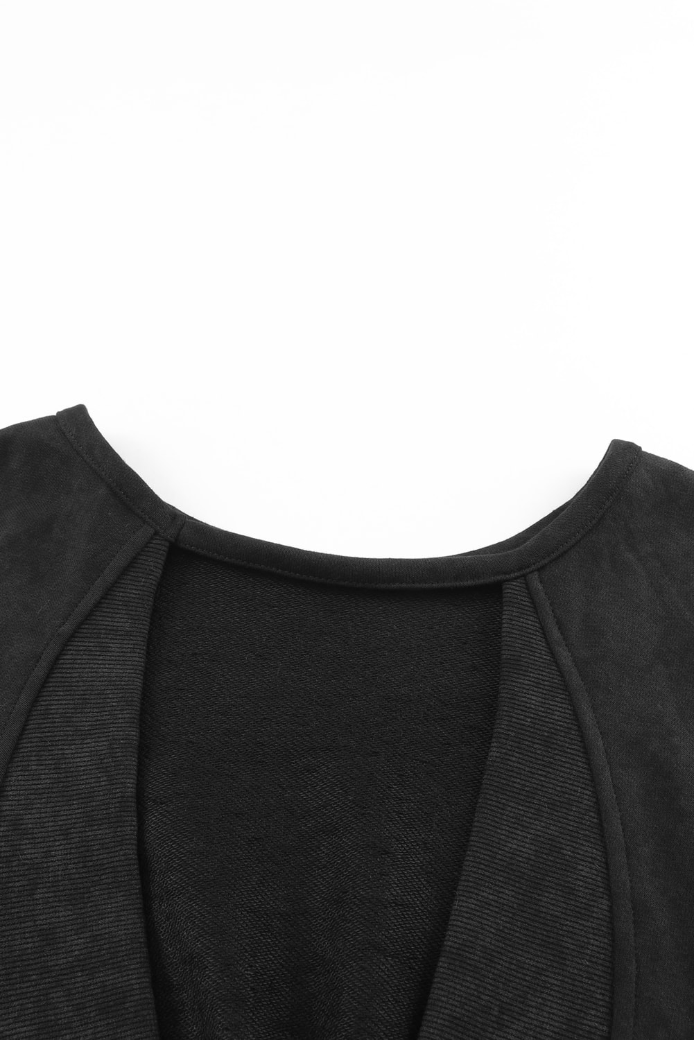 Black Acid Wash V-shape Open Back Sweatshirt - loveforevers