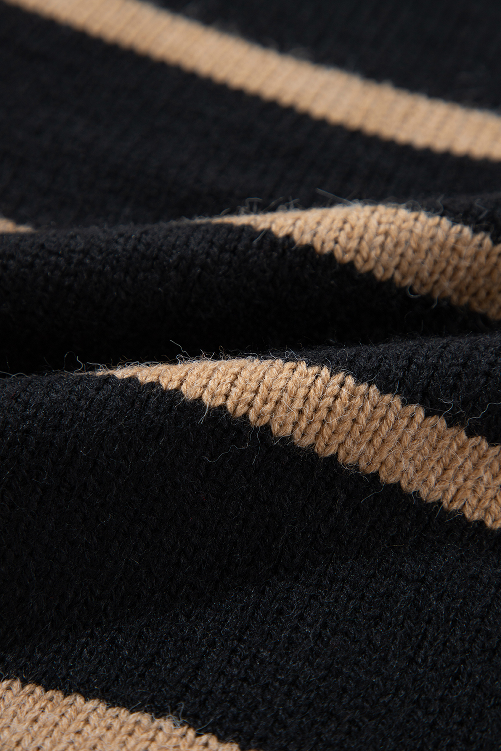 Black Stripe Buttoned V Neck Drop Shoulder Loose Cardigan - loveforevers