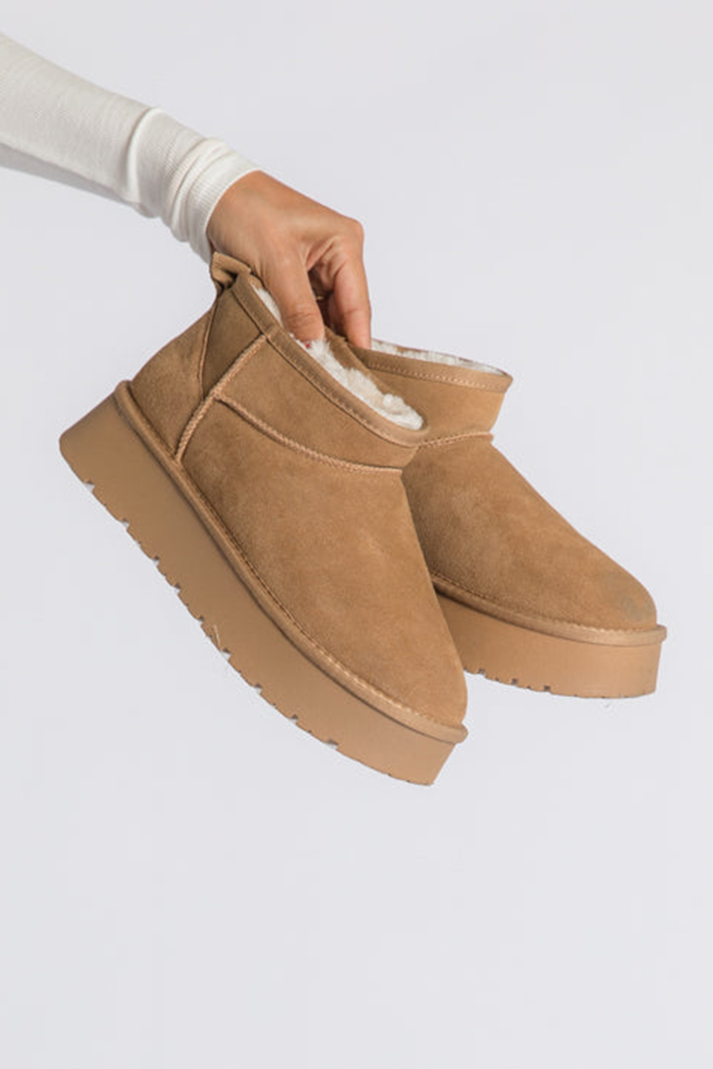 Chestnut Faux Fur Lined Suede Ankle Snow Boots - loveforevers