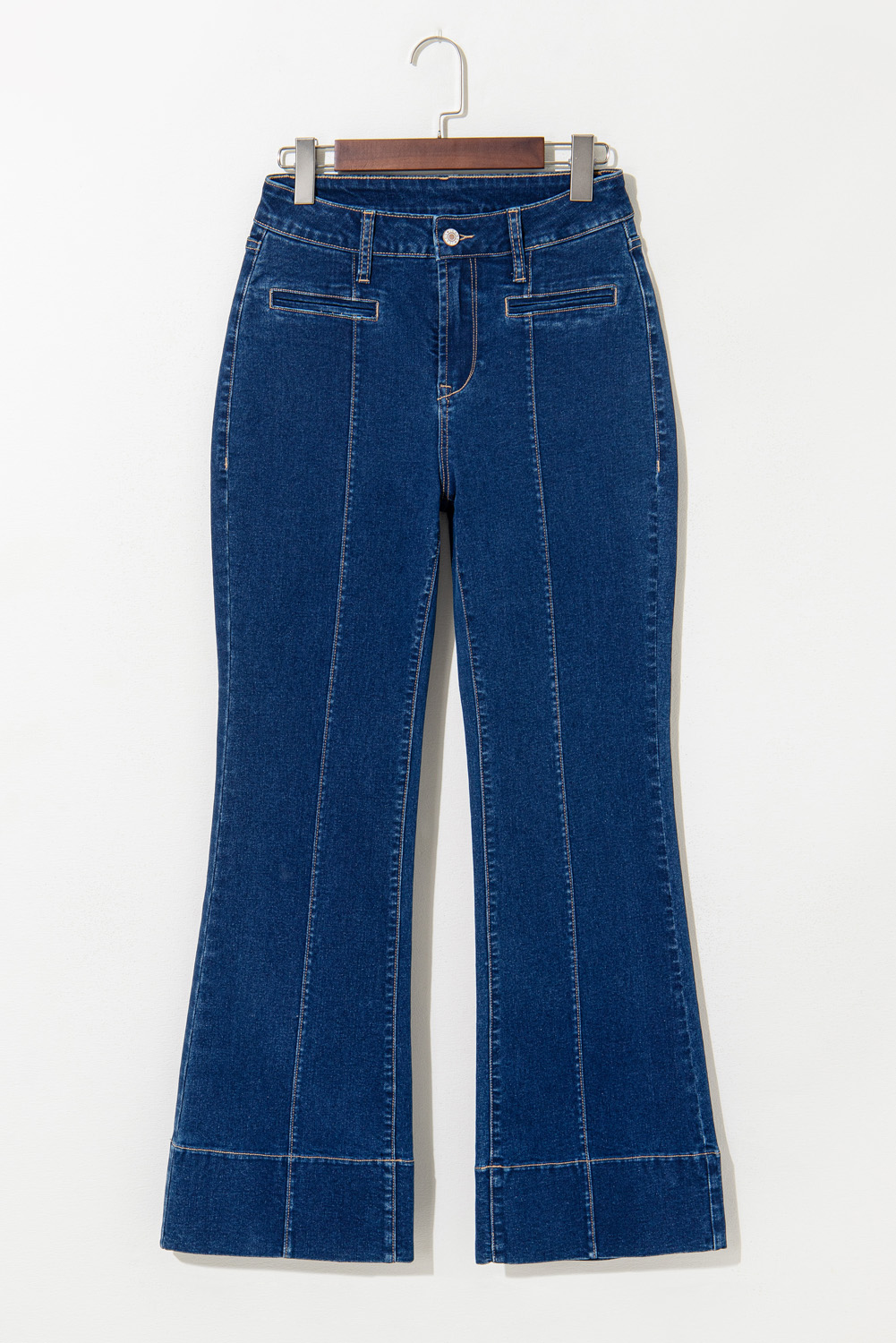 Sail Blue Center Seam Deep Wash Straight Jeans - loveforevers
