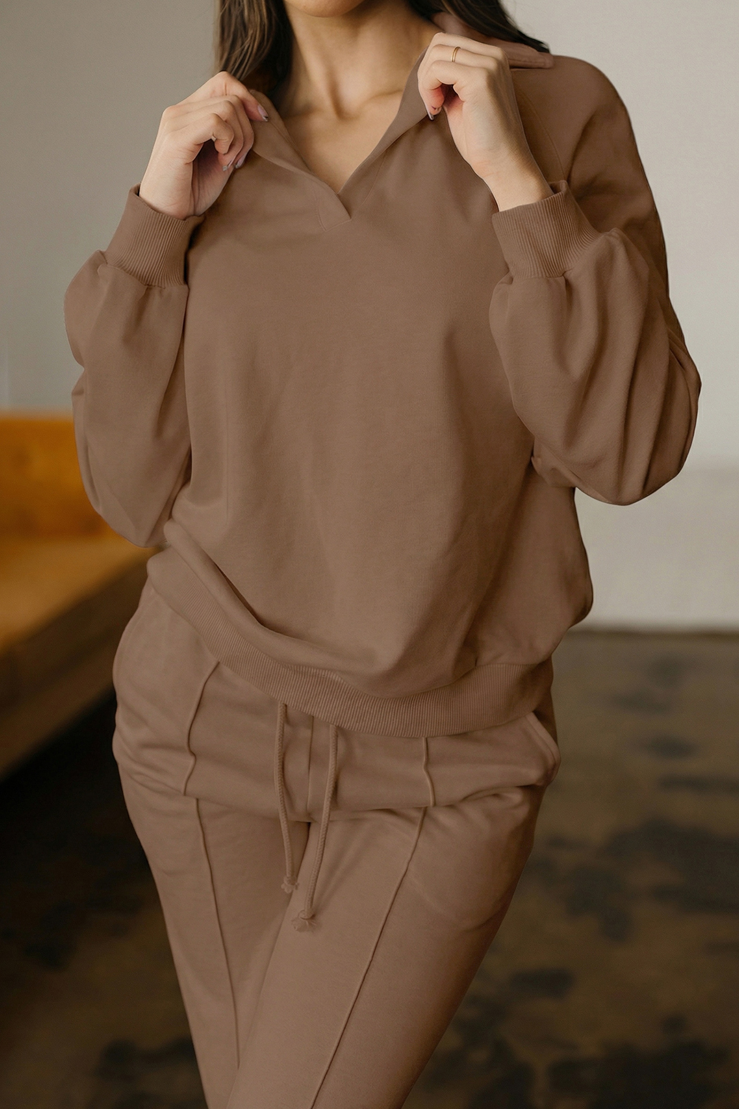 Light Grey Polo Tee Casual Pant Set - loveforevers
