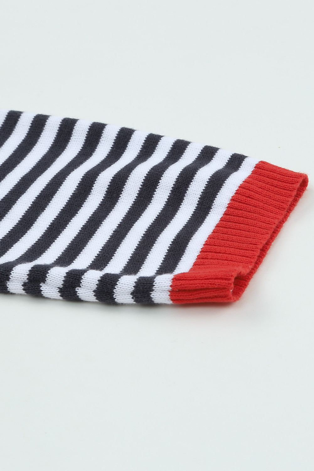 Fiery Red Striped Contrast Trimmed Drop Shoulder Sweater - loveforevers