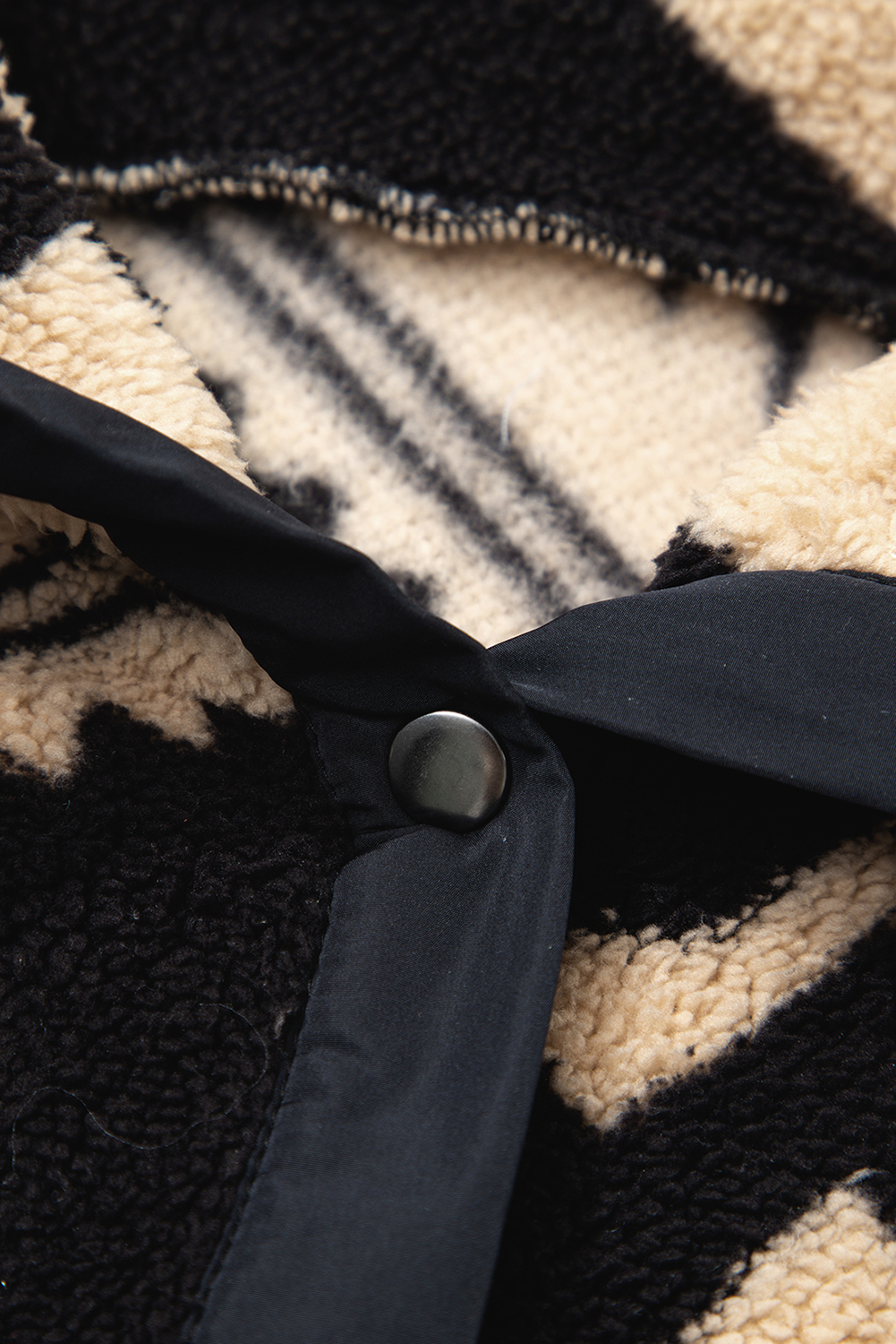 Black Western Aztec Half Placket Plush Sweatshirt - loveforevers