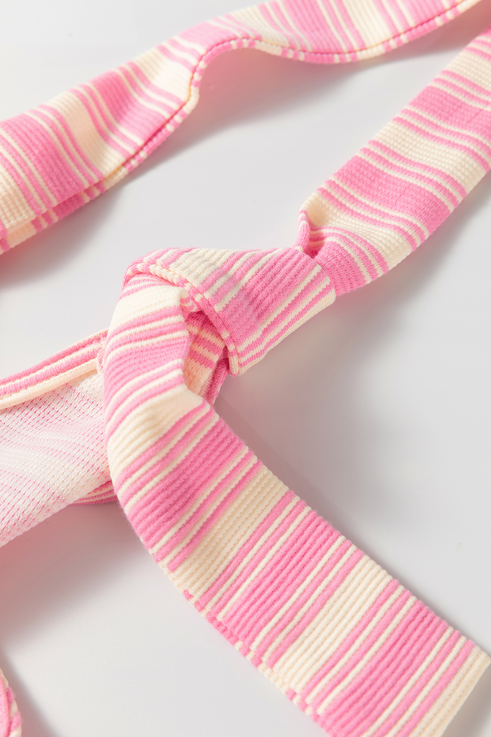 Pink Stripe Knotted Strap Patched Pocket Romper - loveforevers