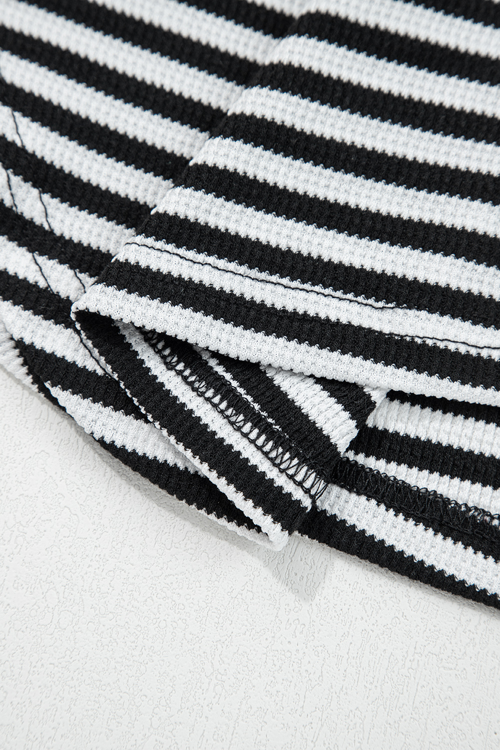 Dearlovers Green Stripe Thermal Knit Drop Shoulder Casual Top - loveforevers