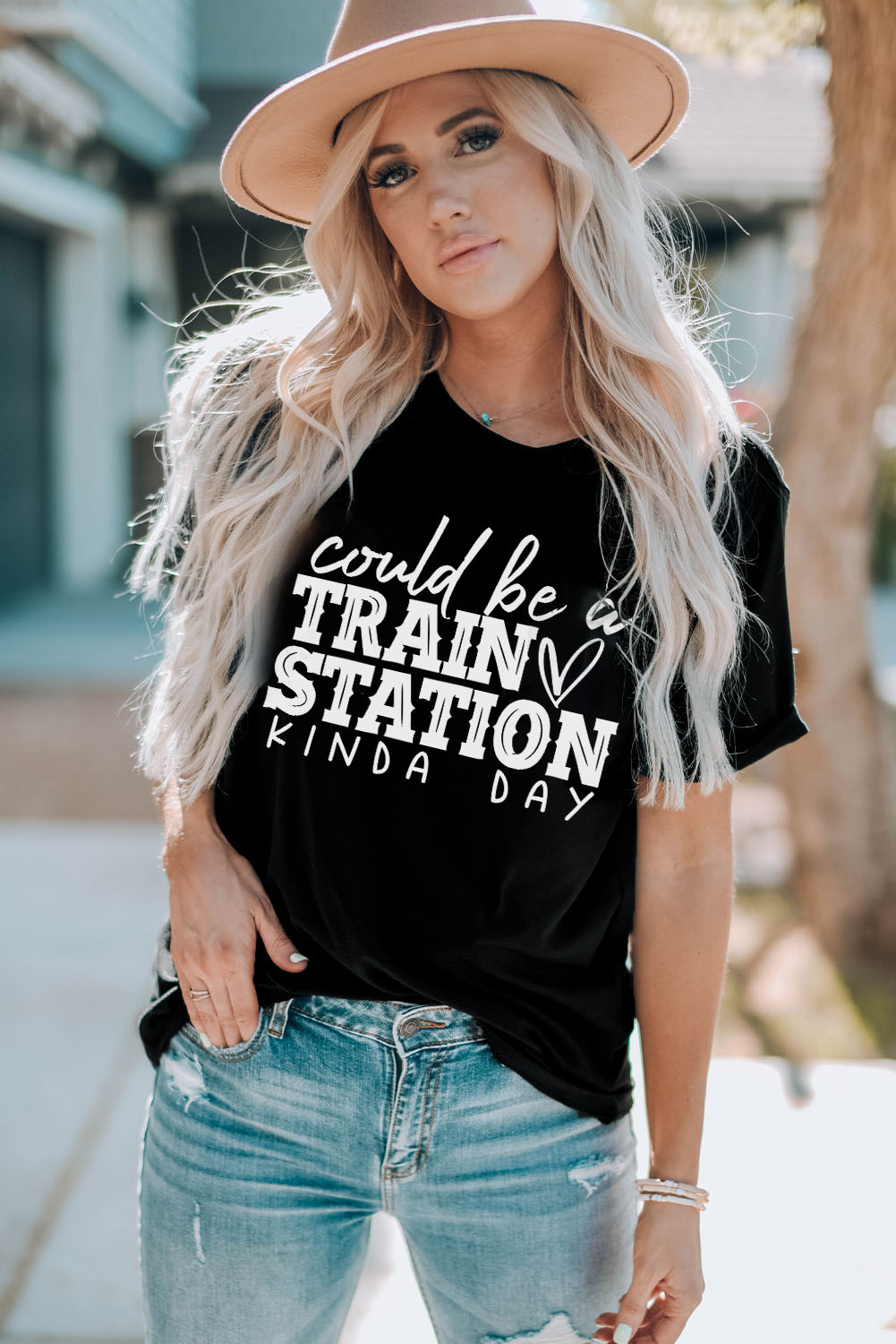 White American Woman Bull Skull Graphic T Shirt - loveforevers