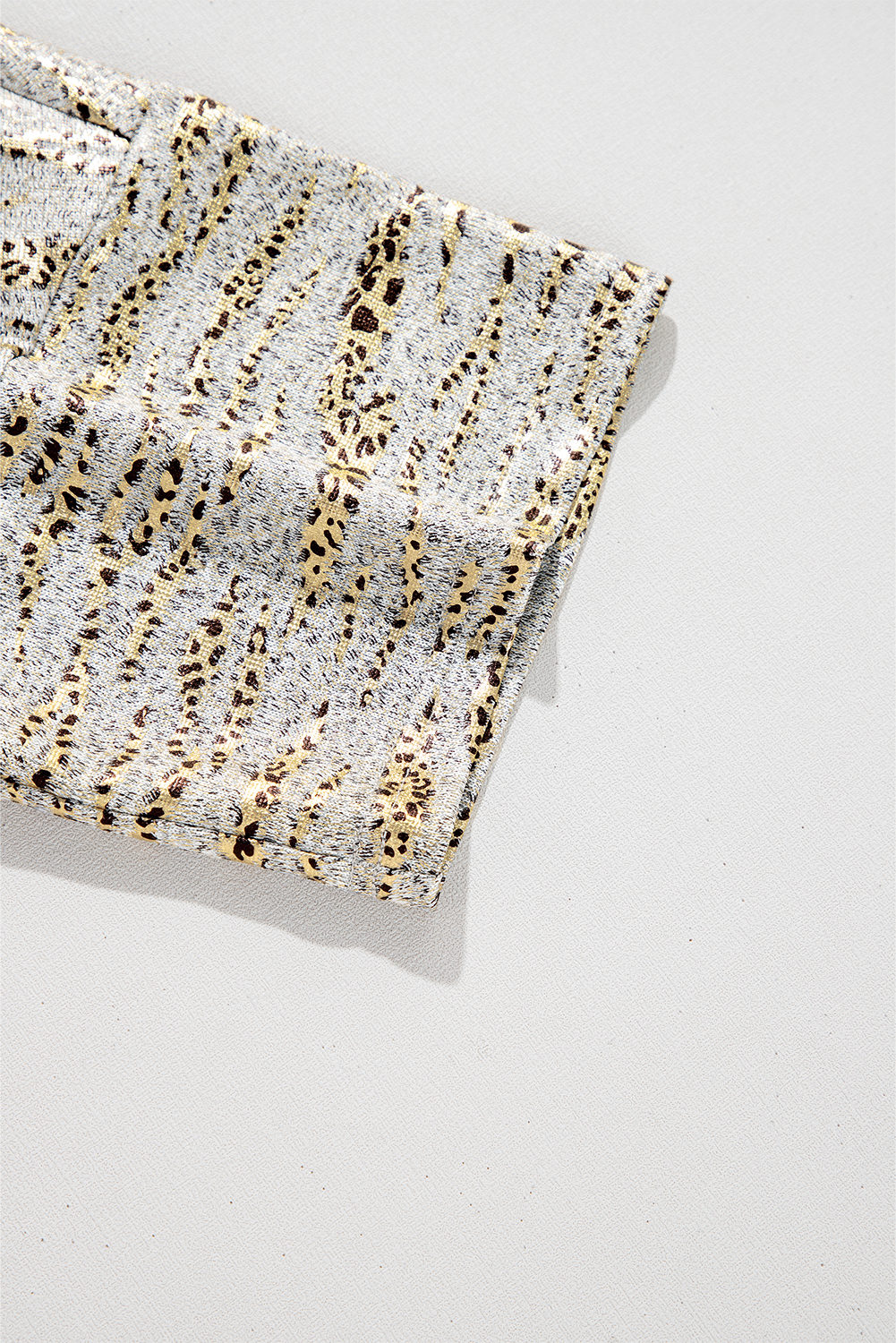 Gray Leopard Print Half Sleeve V Neck Loose Fit T Shirt - loveforevers