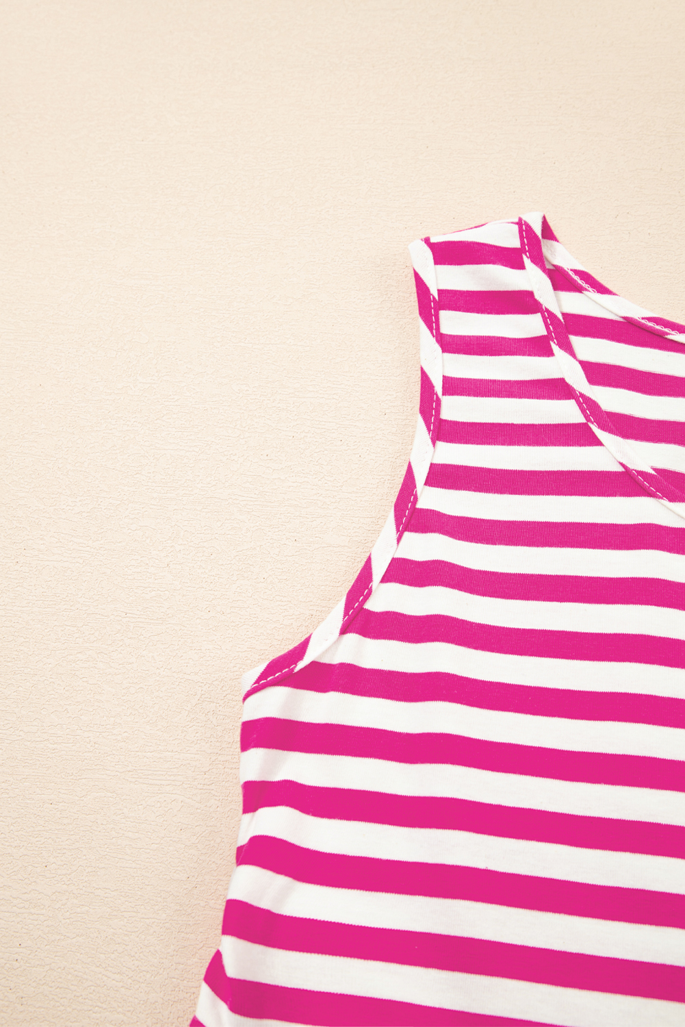 Black Stripe U Neck Sleeveless Loose Fit Mini Dress - loveforevers