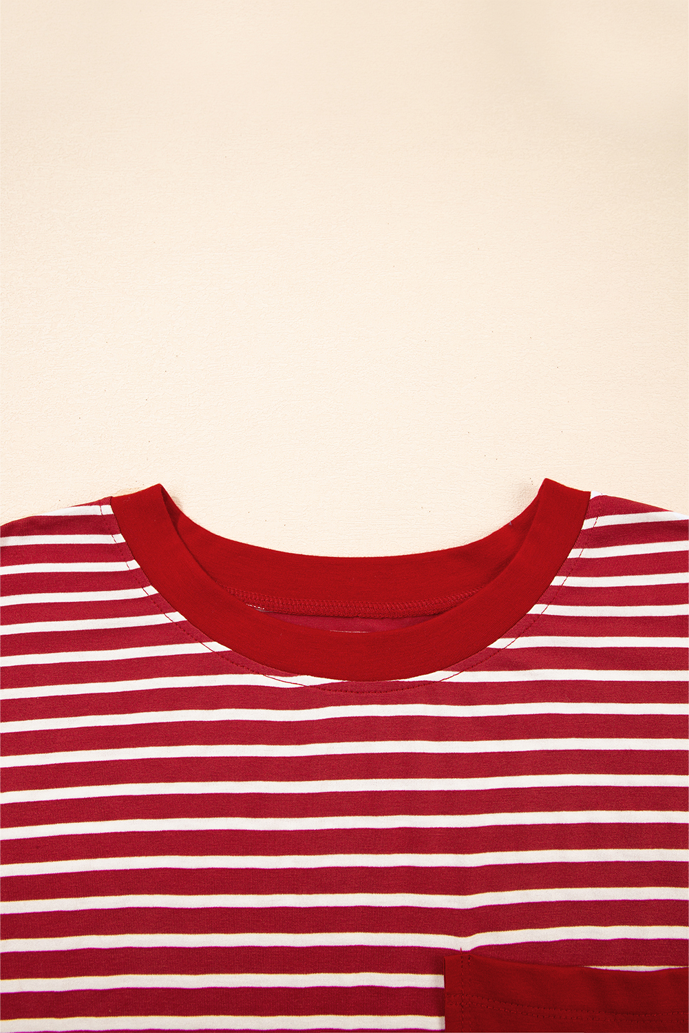 Red Stripe Chest Pocket Patch Round Neck Tank Top - loveforevers