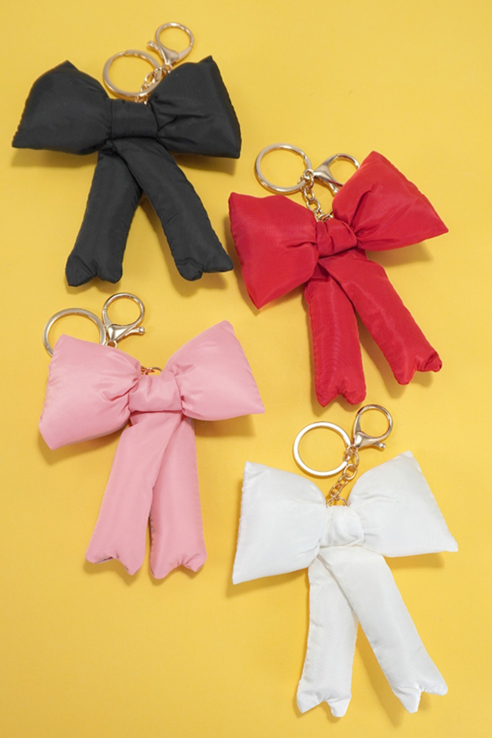 Pink Gingham Puffer Bow Knot Bag Pendant Keychain - loveforevers