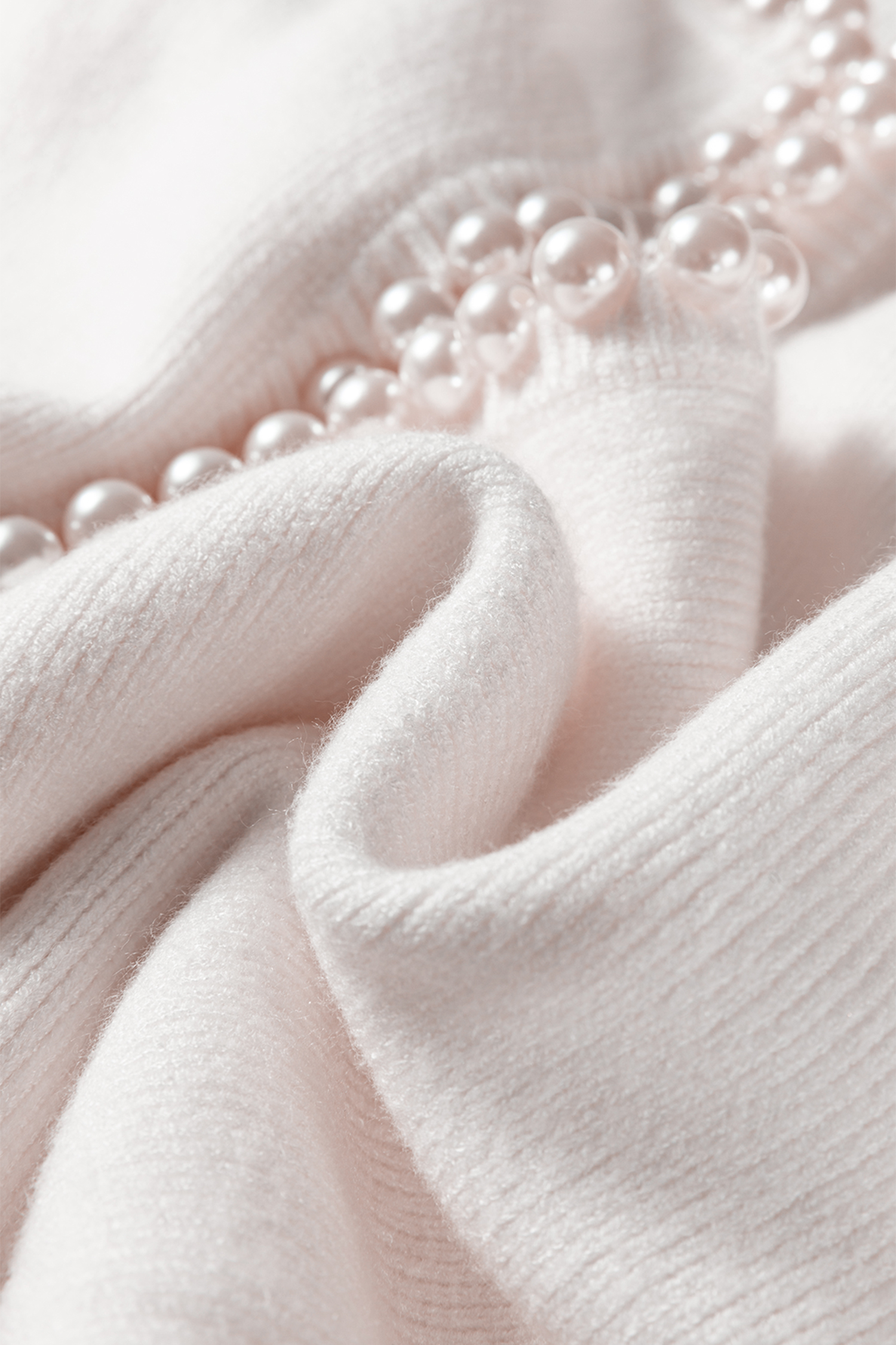 White Pearl Embellished Open Front Elegant Cardigan - loveforevers