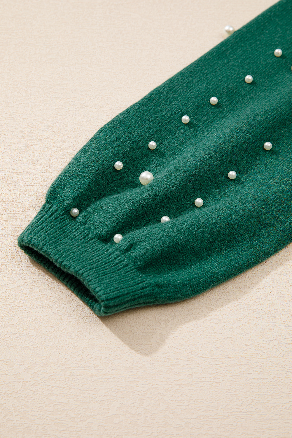 Evergreen Pearled Drop Shoulder Round Neck Sweater - loveforevers