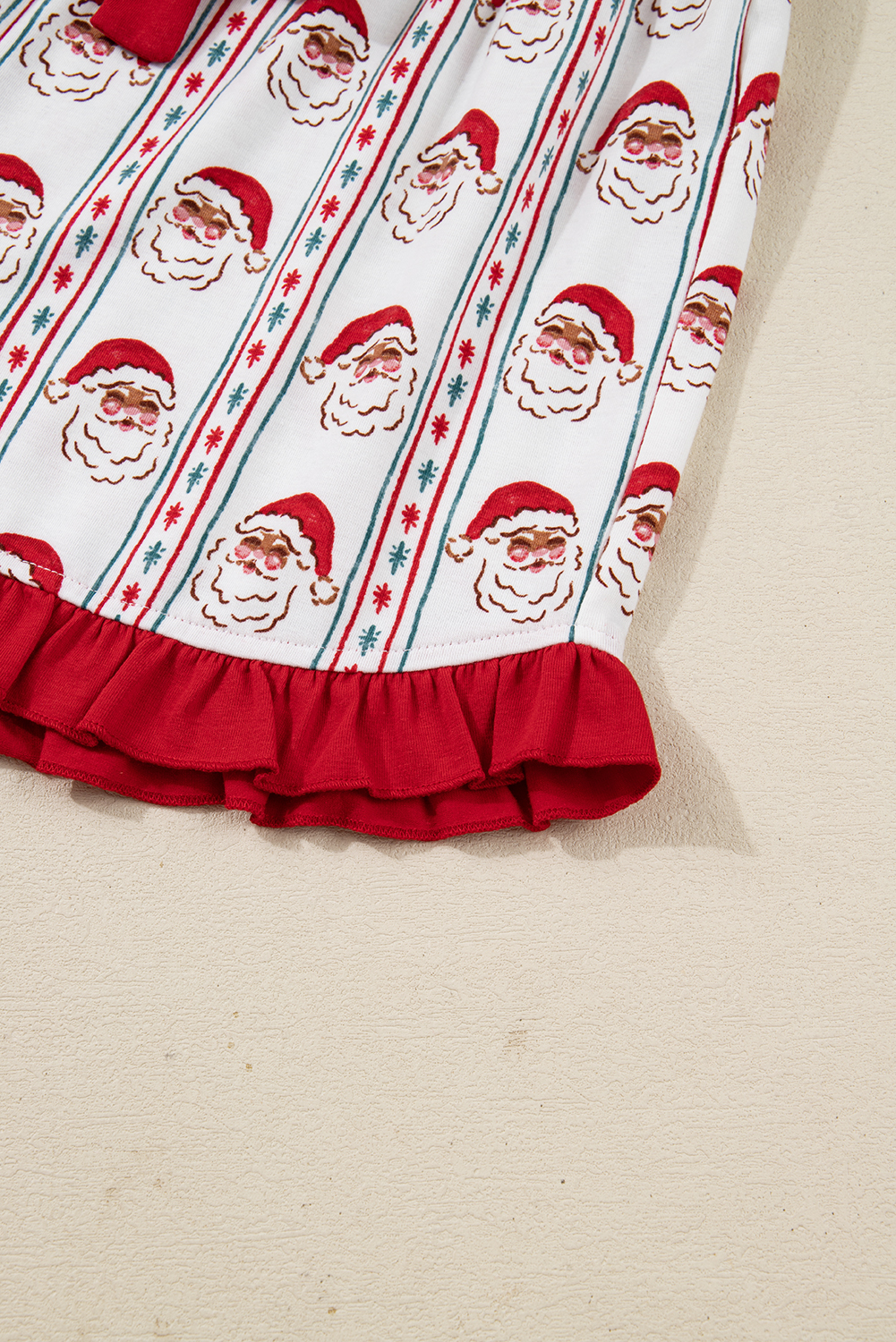 White Santa & Stripes Ruffle PJ Set - loveforevers