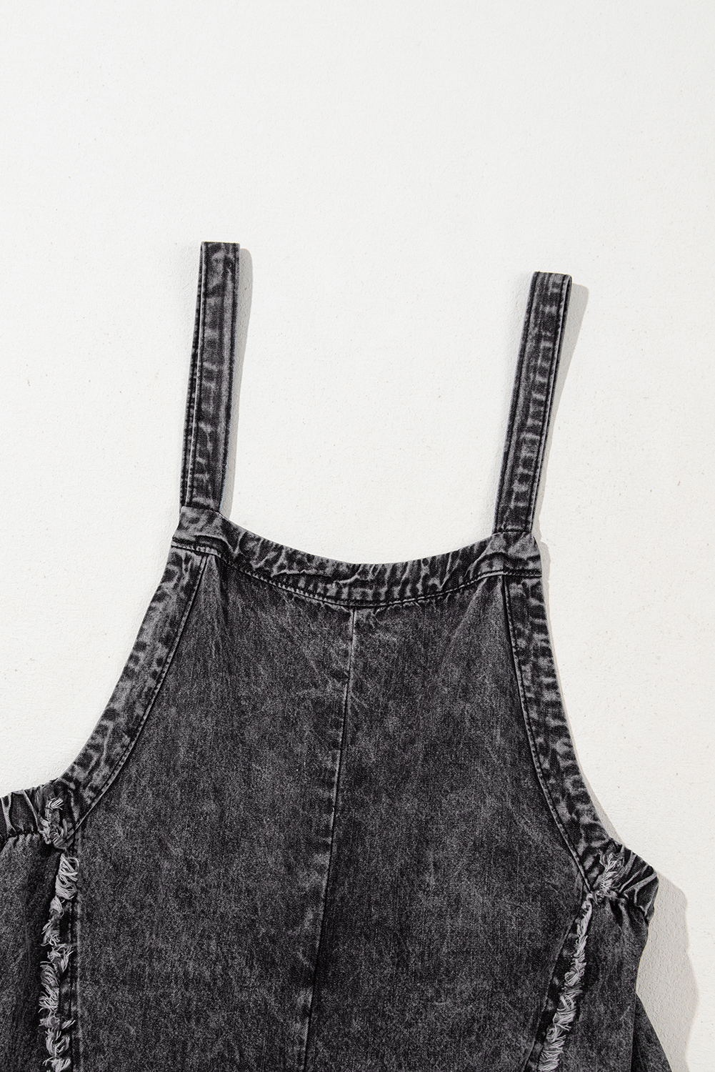 Beau Blue Light Wash Frayed Exposed Seam Wide Leg Denim Overall - loveforevers