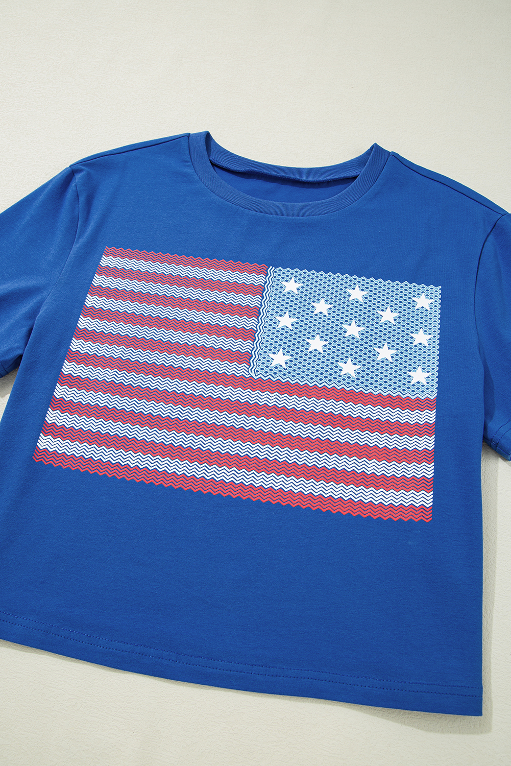 Real Teal American Flag Pattern Crewneck Tee - loveforevers