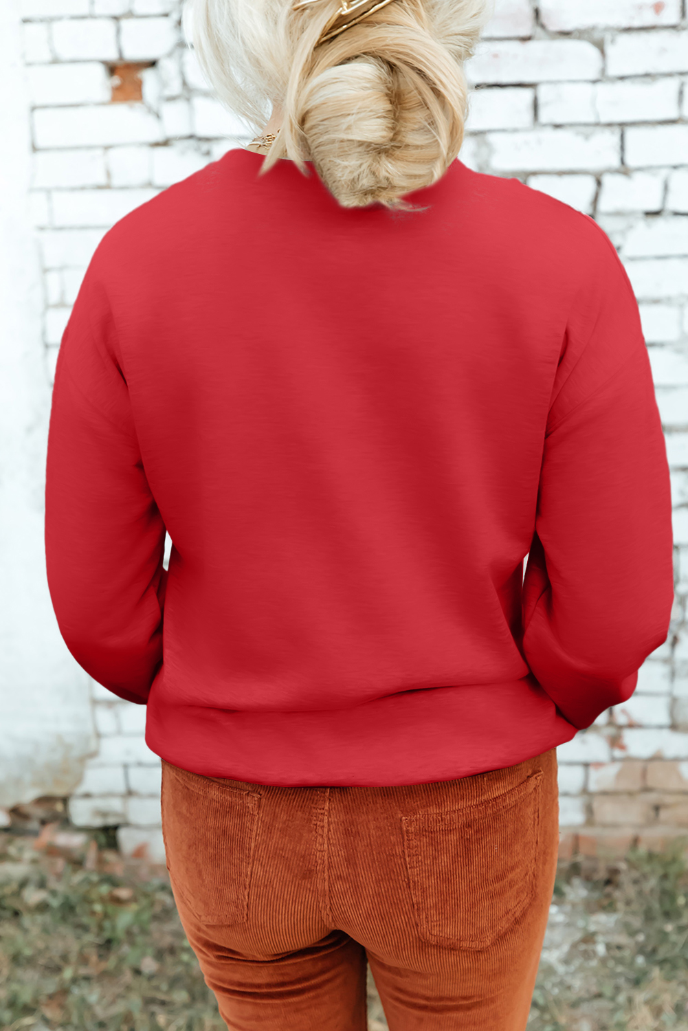 Red Christmas Metallic Nutcracker Graphic Crew Neck Sweatshirt - loveforevers