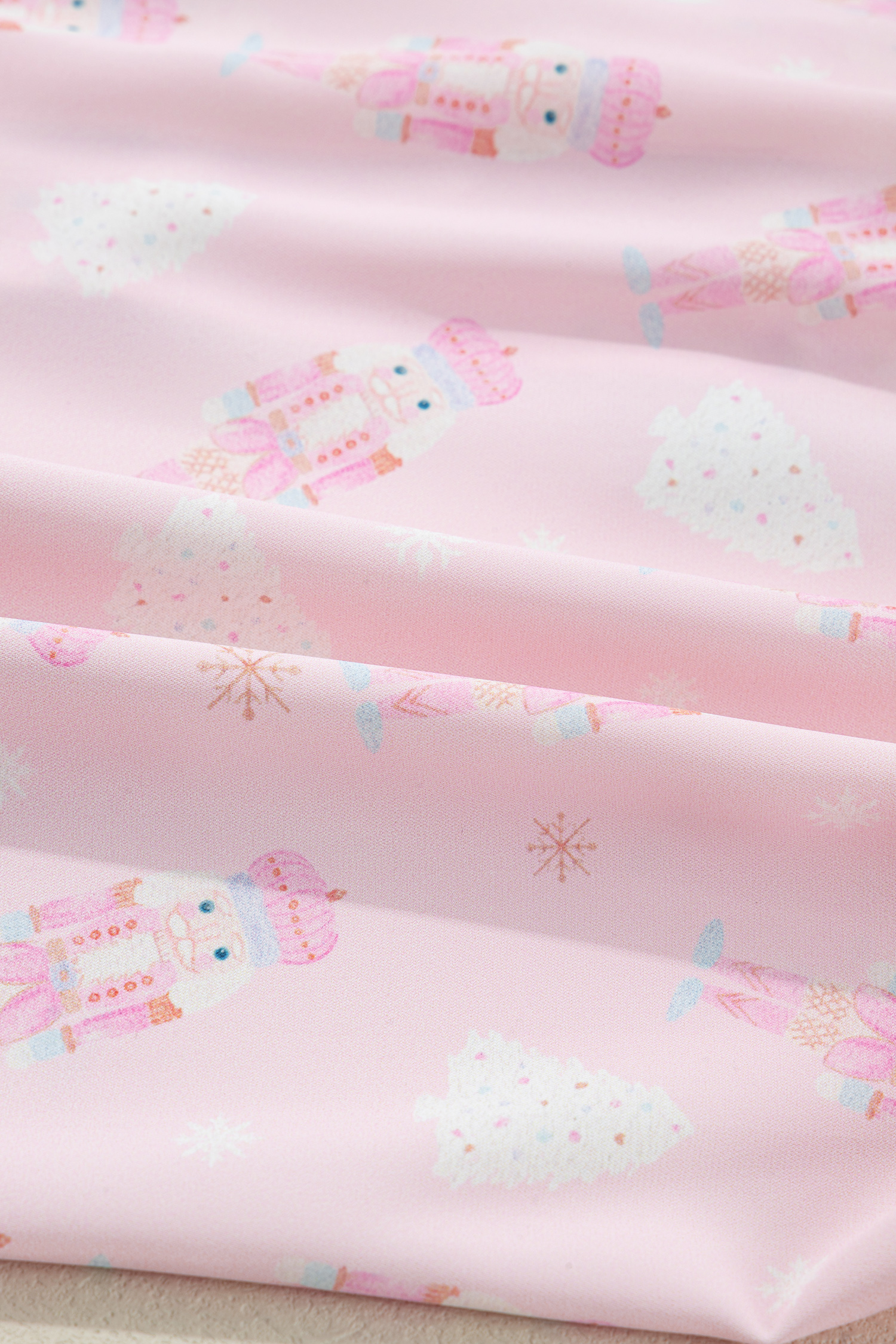 Pink Bow Tie Front Christmas Nutcracker Long Sleeve Shirt Shorts Pajama Set - loveforevers