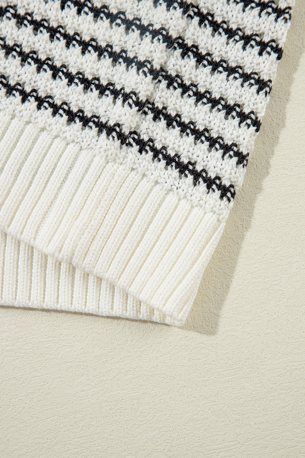 Blue Stripe Ribbed Trim Loose Fit Knitted Sweater Vest - loveforevers