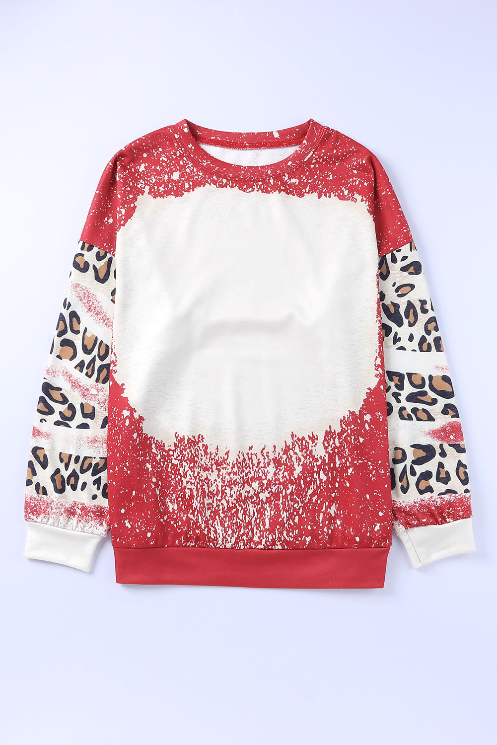 Fiery Red Tie Dye Leopard Drop Shoulder Sweatshirt - loveforevers