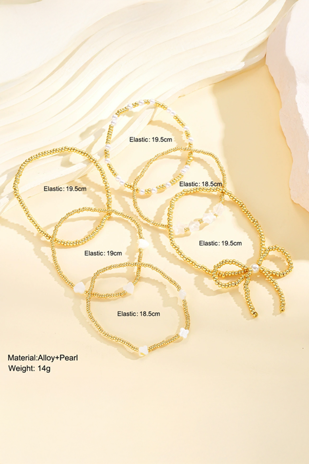 Gold Bow Knot Star Heart Beaded Multi Layer Bracelet - loveforevers